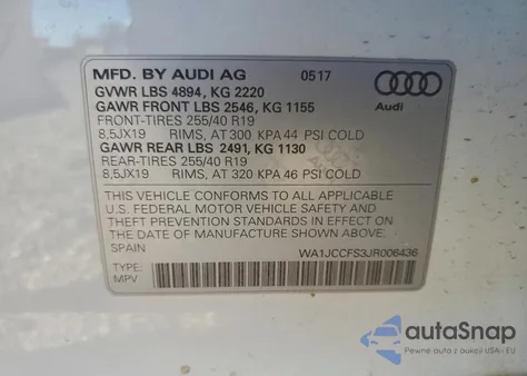 2018 Audi Q3 Premium Plus from USA, damaged, VIN WA1JCCFS3JR006436